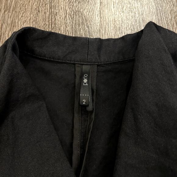 EUC Porto Asymmetric Draped Jacket Charcoal Black Sz 2 Sculptural Modern Blazer - Picture 10 of 14